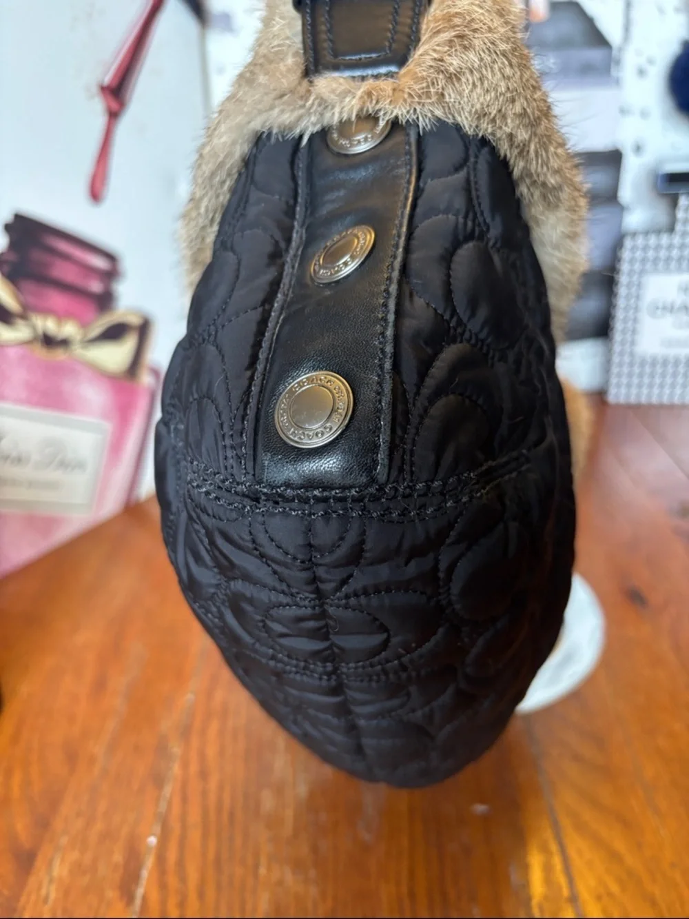 Coach Quilted Rabbit Fur "Ski Bunny" Hobo EUC - Picture 9 of 10